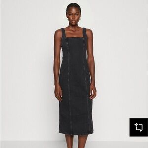 Abercrombie Black Denim Midi Dress with Back Split. New with Tags.